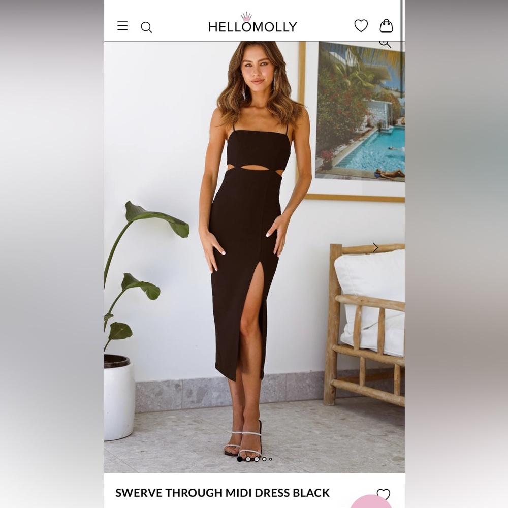 Hello Molly Black Cutout Midi Dress -NWT